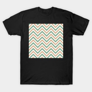 Pale Green Peach Chevron ZigZagFall Halloween Repeat Pattern T-Shirt